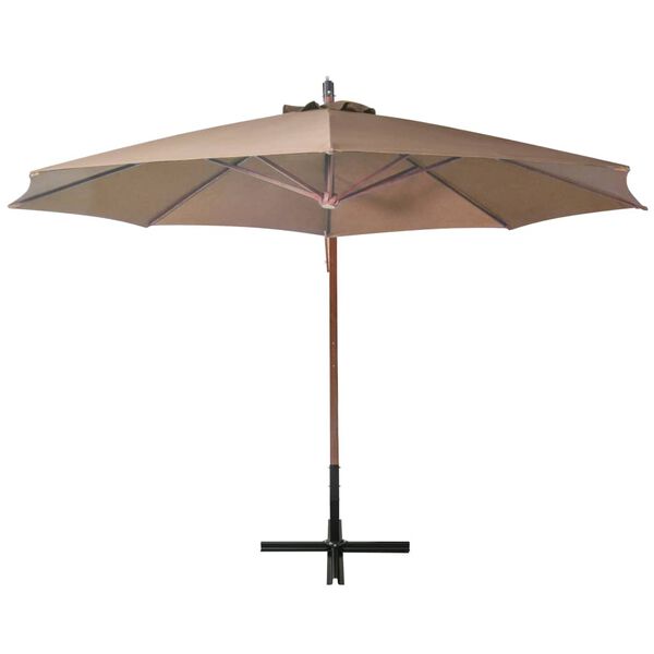 vidaXL Parasol de jardin suspendu avec m&acirc;t taupe bois de sapin massif