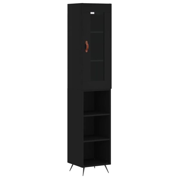 vidaXL Buffet haut Noir 34,5x34x180 cm Bois d'ing&eacute;nierie