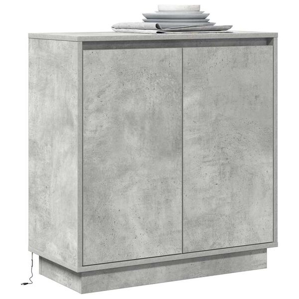 vidaXL Buffet LED Gris b&eacute;ton 71 x 34,5 x 75 cm Bois d'ing&eacute;nierie