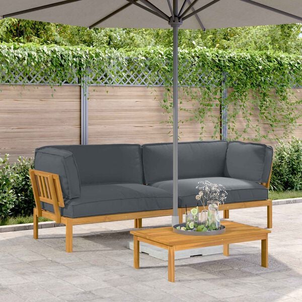 vidaXL Ensemble de Canap&eacute;s Uni 2 pcs Anthracite Bois d'Acacia Massif