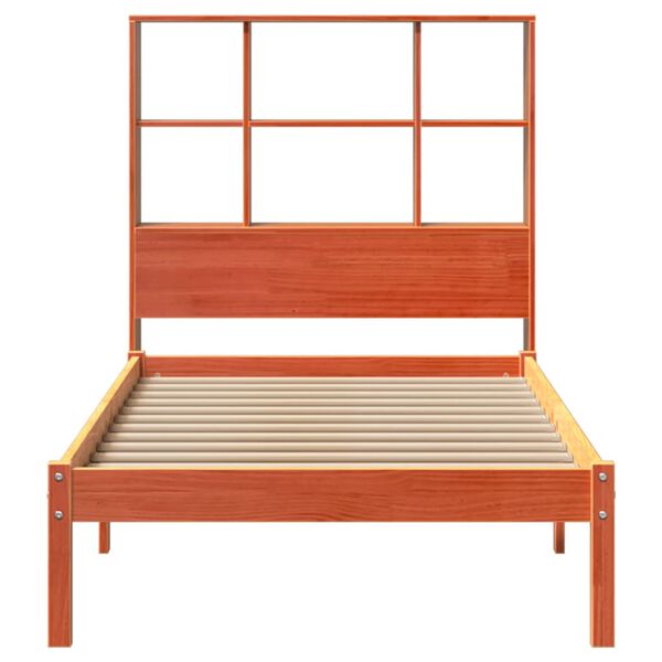 vidaXL Lit bibliothèque sans matelas cire marron 75x190 cm pin massif