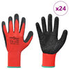 vidaXL Gants de Travail 24 pcs Rouge et Noir 11 / XXL