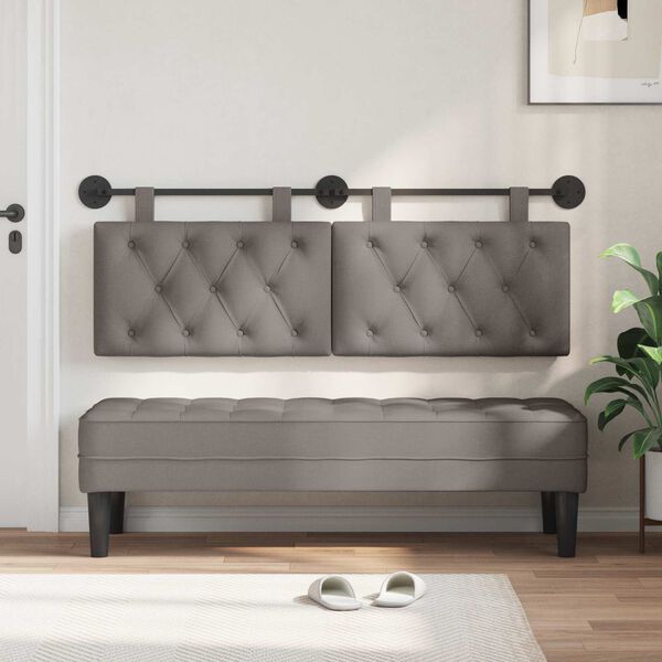 vidaXL T&ecirc;te de lit suspendue Montage mural Taupe 130 x 55 x 7 cm tissu