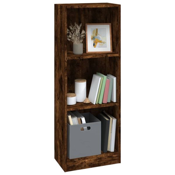 vidaXL Biblioth&egrave;que 3 niveaux Ch&ecirc;ne fum&eacute; 40x24x109cm Bois d'ing&eacute;nierie