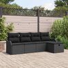 vidaXL Ensemble de canap&eacute; de jardin avec coussin 5 pcs Noir Poly rotin