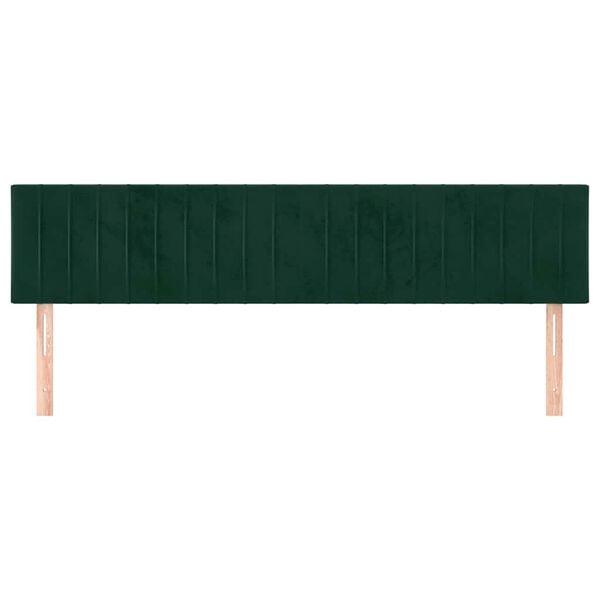 vidaXL T&ecirc;tes de lit 2 pcs Vert fonc&eacute; 100x5x78/88 cm Velours