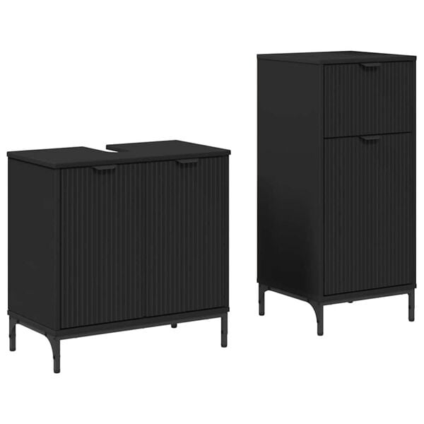 vidaXL Ensemble de mobilier de salle de bain avec tiroir 2 pcs Noir