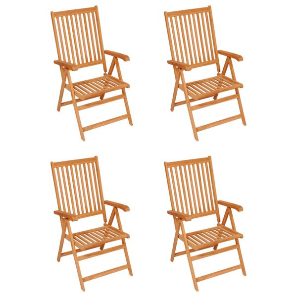 vidaXL Chaises de jardin lot de 4 avec coussins noir Bois teck solide