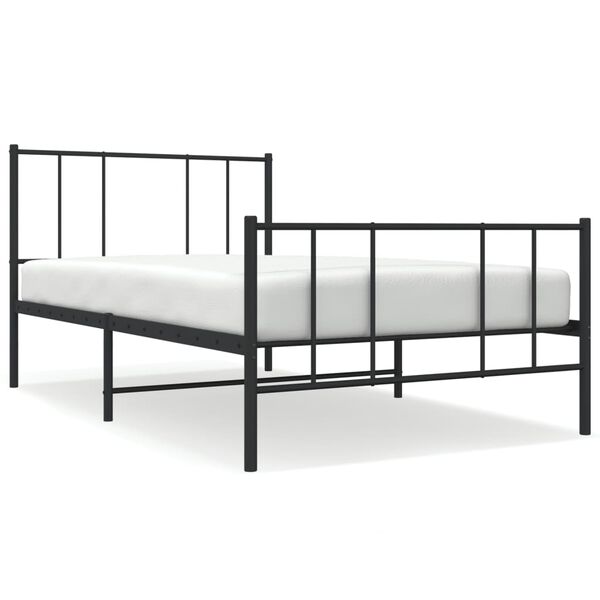 vidaXL Cadre de lit m&eacute;tal sans matelas avec pied de lit noir 80x200 cm