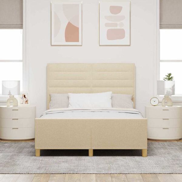 vidaXL Cadre de lit avec t&ecirc;te de lit Cr&egrave;me 140 x 200 cm tissu