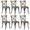 vidaXL Chaises &agrave; dossier crois&eacute; lot de 6 noir bois de manguier massif