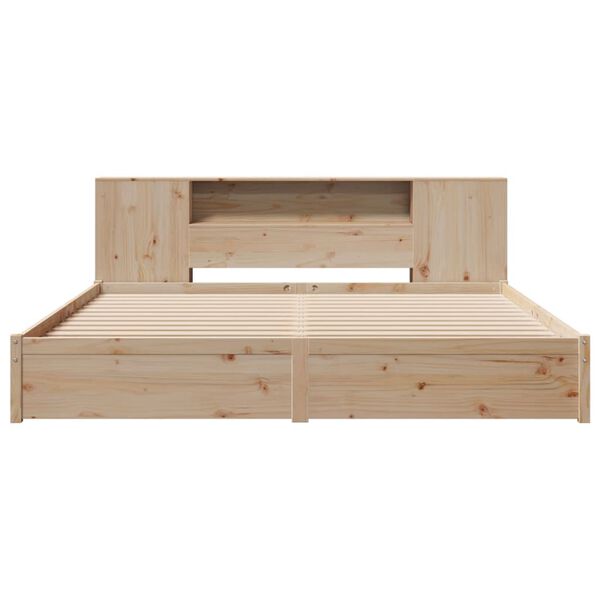 vidaXL Lit bibliothèque sans matelas 200x200 cm bois massif de pin