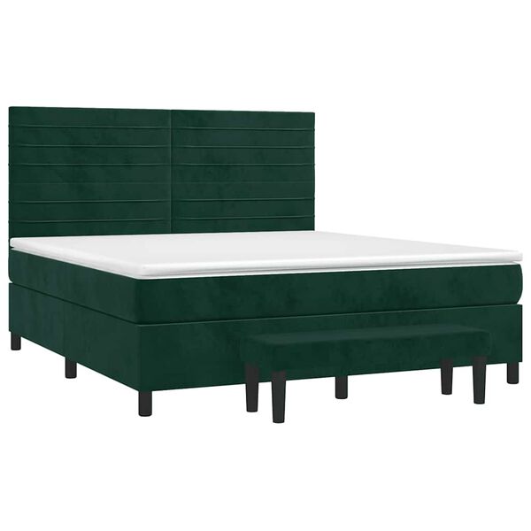 vidaXL Sommier &agrave; lattes de lit et matelas Vert fonc&eacute; 180x200cm Velours