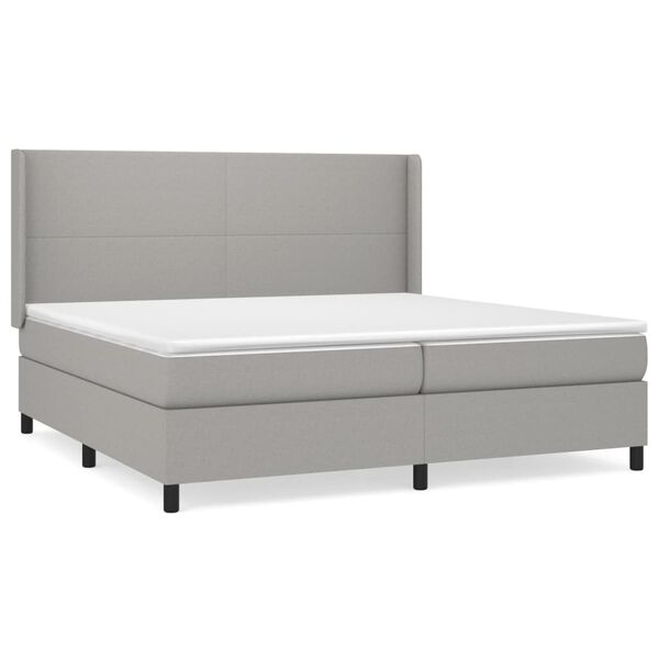 vidaXL Sommier &agrave; lattes de lit avec matelas Gris clair 200x200cm Tissu