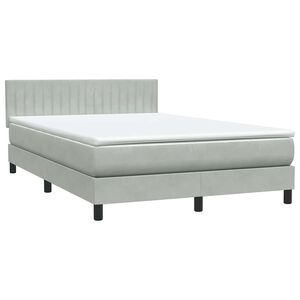 vidaXL Sommier &agrave; lattes de lit et matelas gris clair 160x220cm velours