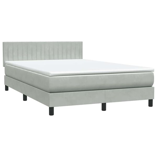 vidaXL Sommier &agrave; lattes de lit et matelas gris clair 160x220cm velours