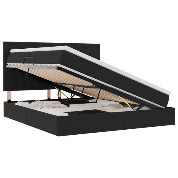 vidaXL Lit avec rangement et matelas Noir 160 x 200 cm Velours