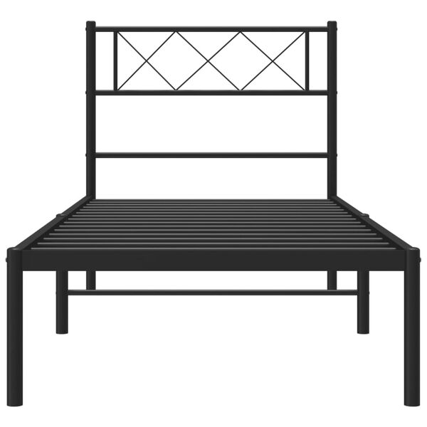 vidaXL Cadre de lit m&eacute;tal sans matelas avec t&ecirc;te de lit noir 90x200 cm