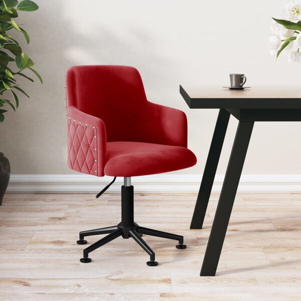 vidaXL Chaise pivotante de bureau Rouge bordeaux Velours