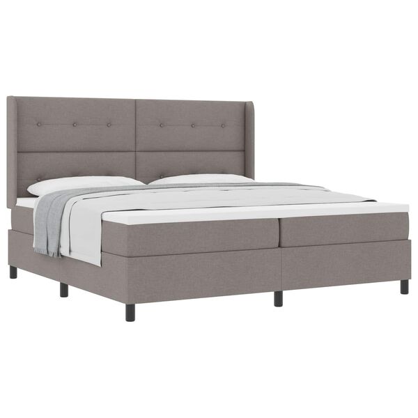 vidaXL Lit &agrave; ressorts avec matelas Taupe 200 x 200 cm tissu