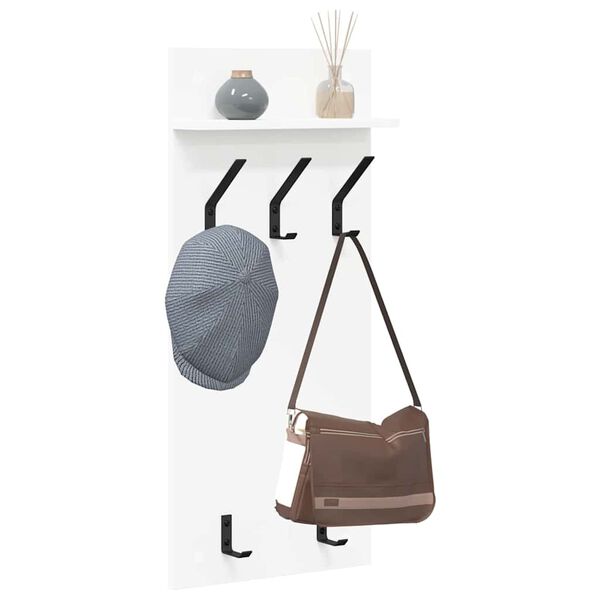 vidaXL Porte-manteau mural Blanc 40 x 10 x 90 cm Bois d'ing&eacute;nierie