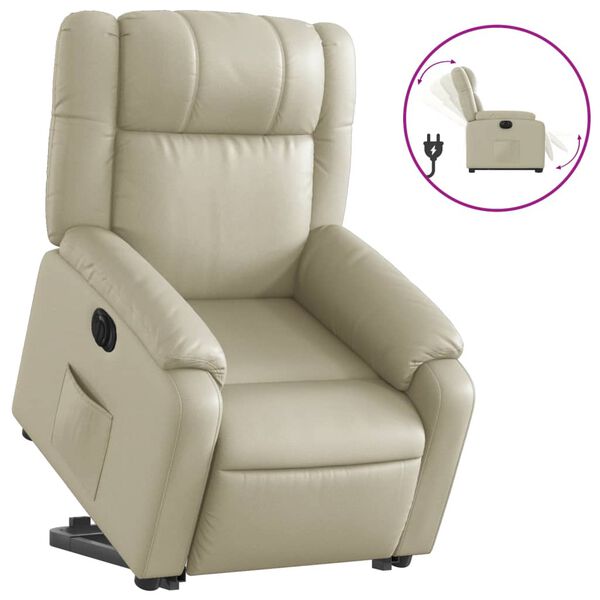 vidaXL Fauteuil inclinable &eacute;lectrique cr&egrave;me similicuir
