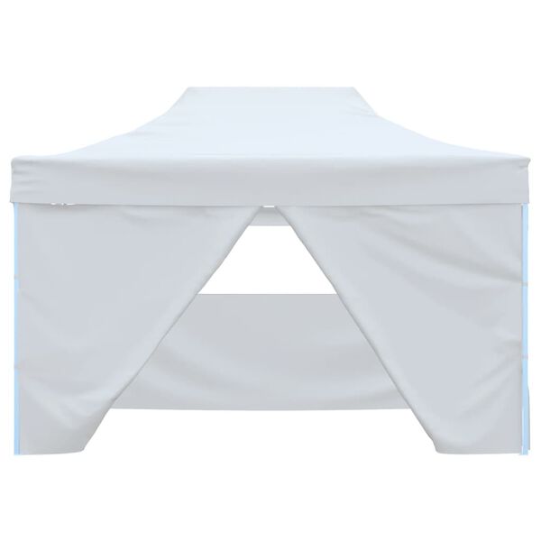 vidaXL Tente pliable de r&eacute;ception avec 4 parois 3 x 4,5 m Blanc