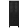 vidaXL Haut Armoire 2 pcs Ch&ecirc;ne noir Bois Agglom&eacute;r&eacute; et Verre