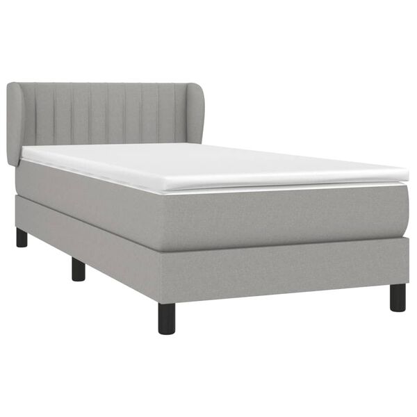 vidaXL Sommier &agrave; lattes de lit et matelas Gris clair 90x190 cm Tissu