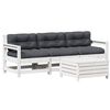 vidaXL Salon de jardin 4 pcs avec coussins blanc bois de pin massif