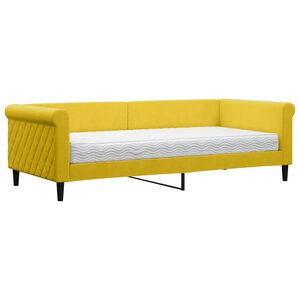 vidaXL Lit de jour avec matelas jaune 90x200 cm velours