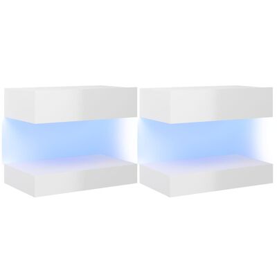 vidaXL Tables de chevet 2 pcs Blanc brillant 60x35 cm Aggloméré