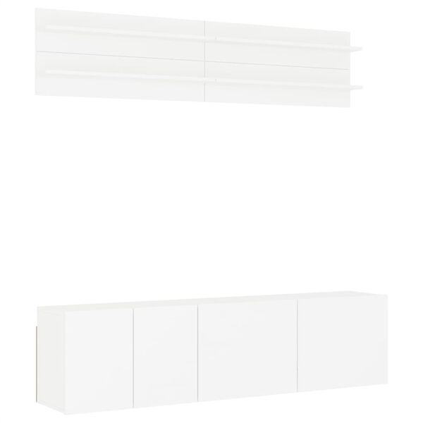 vidaXL Unités murales TV 6 pcs blanc bois d'ingénierie