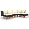 vidaXL Salon de jardin 6 pcs avec coussins R&eacute;sine tress&eacute;e Noir