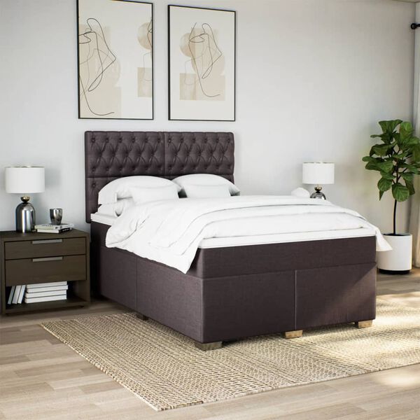vidaXL Sommier &agrave; lattes de lit avec matelas Marron fonc&eacute; 140x190 cm