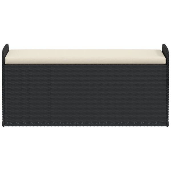 vidaXL Banc de rangement avec coussin noir 115x51x52 cm résine tressée