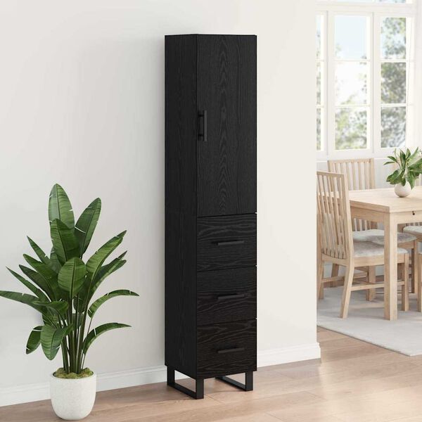 vidaXL Haut Armoire Ch&ecirc;ne noir 34,5 x 34 x 180 cm Bois d'ing&eacute;nierie
