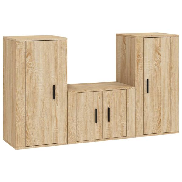 vidaXL Ensemble de meubles TV 3 pcs Ch&ecirc;ne sonoma Bois d'ing&eacute;nierie