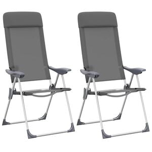 vidaXL Chaises de camping pliables lot de 2 Gris Aluminium