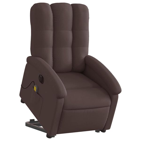 vidaXL Fauteuil inclinable de massage &eacute;lectrique Marron fonc&eacute; Tissu