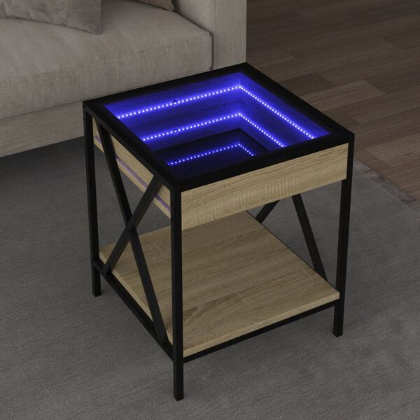 vidaXL Table basse avec LED Infinity chêne sonoma 40x40x49 cm