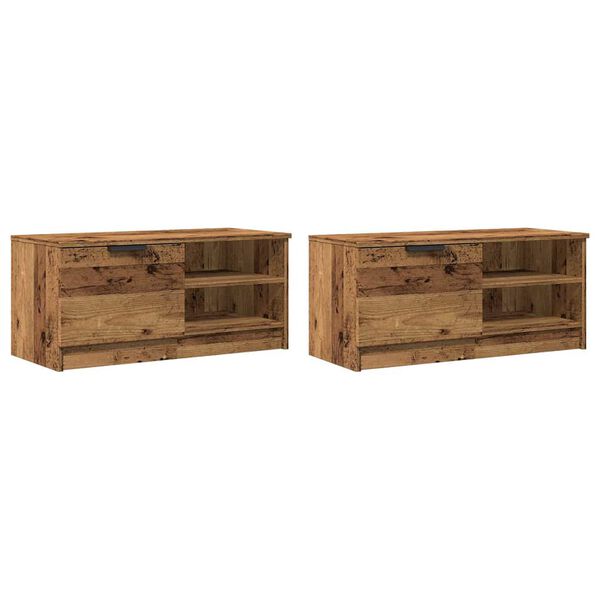 vidaXL Meubles TV 2 pcs vieux bois 80x35x36,5 cm bois d'ing&eacute;nierie