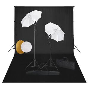 vidaXL Kit de studio photo avec lampes toile de fond et r&eacute;flecteur