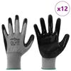 vidaXL Gants de Travail 12 pcs Gris et Noir 11 / XXL Polyester