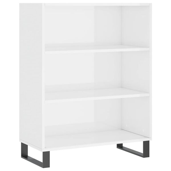 vidaXL Armoire à étagères blanc brillant 69,5x32,5x90 cm