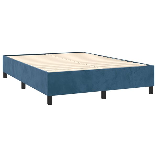 vidaXL Sommier &agrave; lattes de lit et matelas Bleu fonc&eacute; 140x190cm Velours