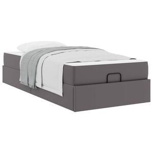 vidaXL Cadre de lit avec matelas avec matelas 2 pcs Gris PVC
