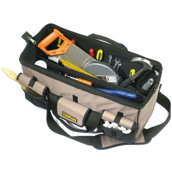 Toolpack Sac &agrave; outils Long Neck Noir et Beige 58 x 26 x 26 cm 360.020