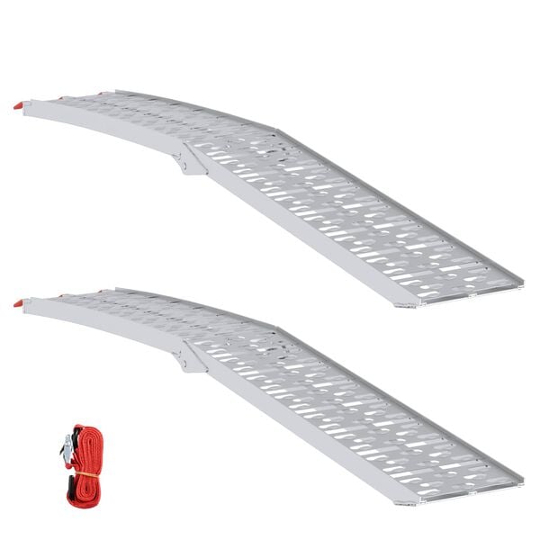 vidaXL Ramp de Chargement 2 pcs Argent&eacute; 222 x 28 x 5 cm Aluminium