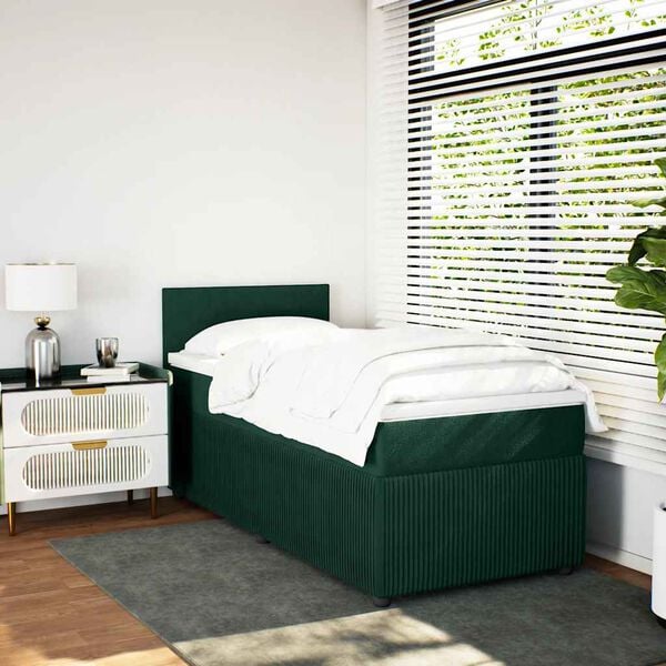 vidaXL Sommier &agrave; lattes de lit avec matelas Vert fonc&eacute; 90x190 cm